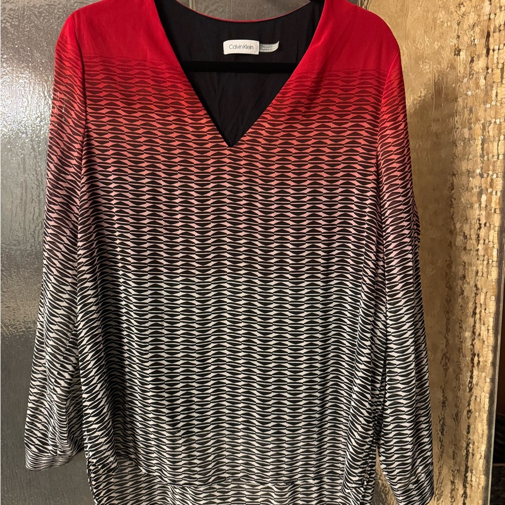 Calvin Klein Red and Black ombré blouse.